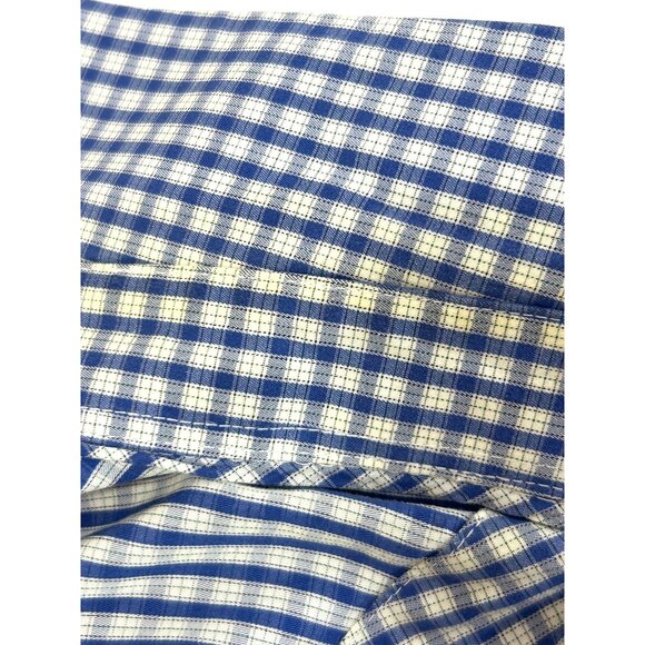 Calvin Klein Men’s Button Up Casual Shirt M Navy White Checkered 15.5 “ Neck LS - Picture 6 of 14